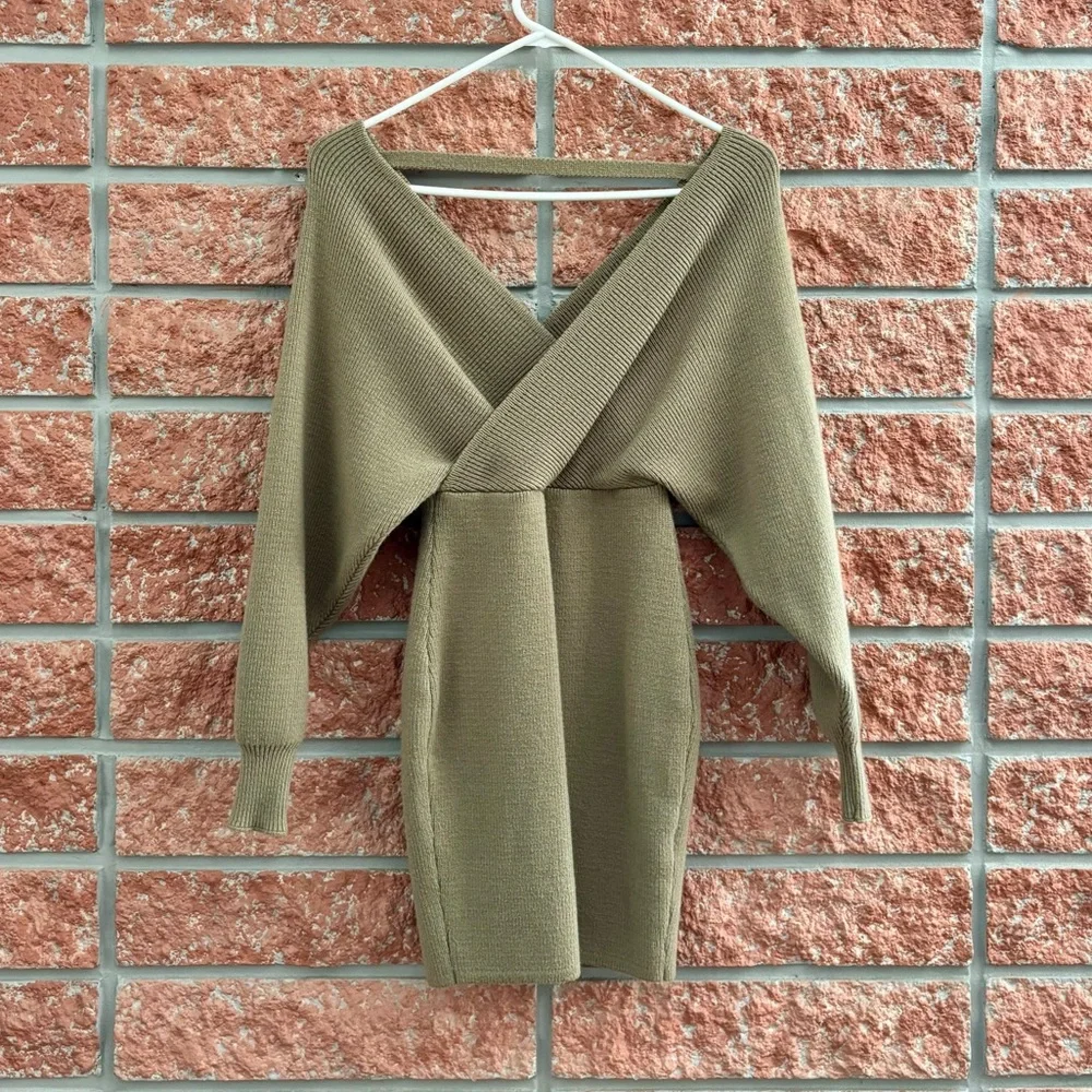 sweater dress olive green Hunter Green Sweater Dress